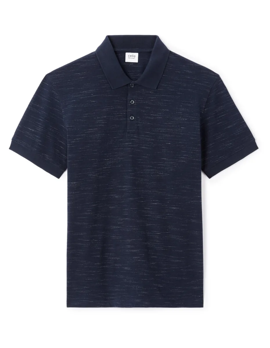 Polo regular katoenmix - marine