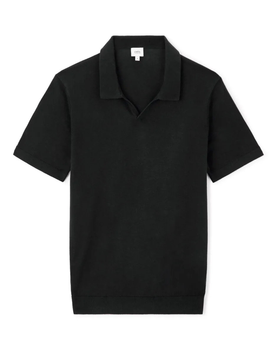 Polo slim 100% katoen - zwart