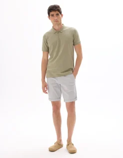 Polo slim fit katoenmix - kaki