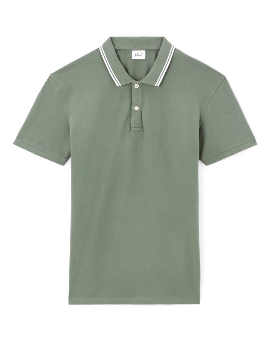 Polo slim katoen stretch - groen