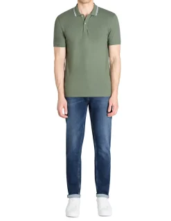 Polo slim katoen stretch - groen