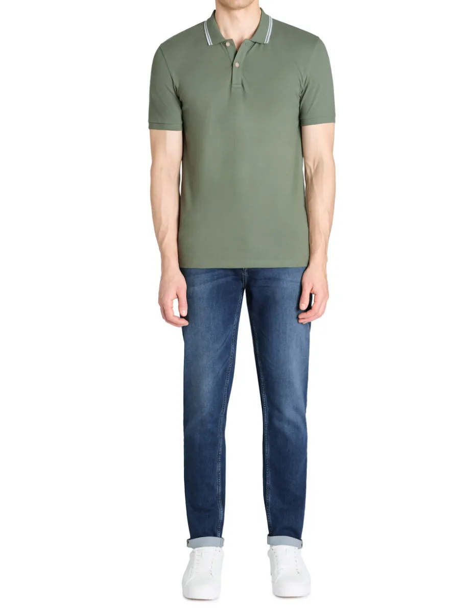 Polo slim katoen stretch - groen