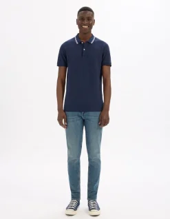 Polo slim katoen stretch - marine