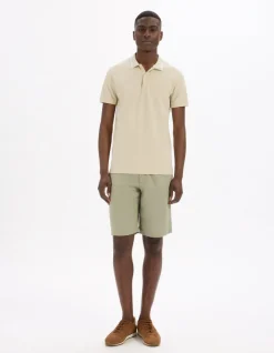 Polo slim katoen stretch - beige