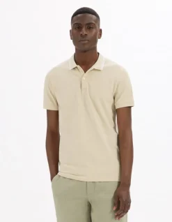 Polo slim katoen stretch - beige