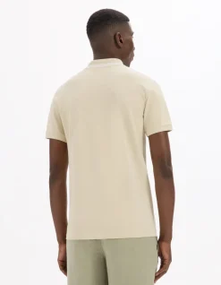 Polo slim katoen stretch - beige