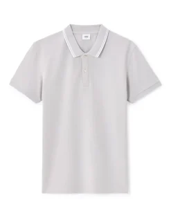 Polo slim katoen stretch - grijs
