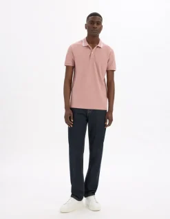 Polo slim katoen stretch - roze