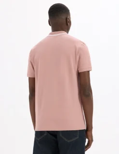 Polo slim katoen stretch - roze