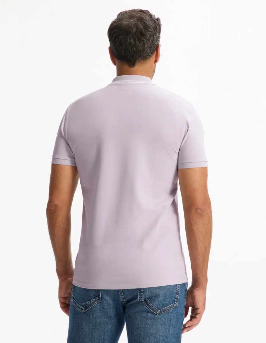 Polo slim katoen stretch - paars
