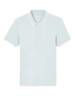 Polo slim katoen stretch - blauw