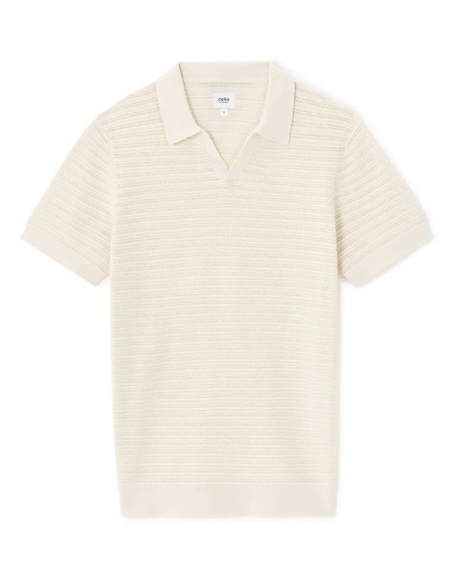 Polo slim katoenmix - beige