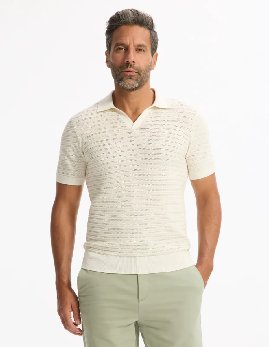 Polo slim katoenmix - beige