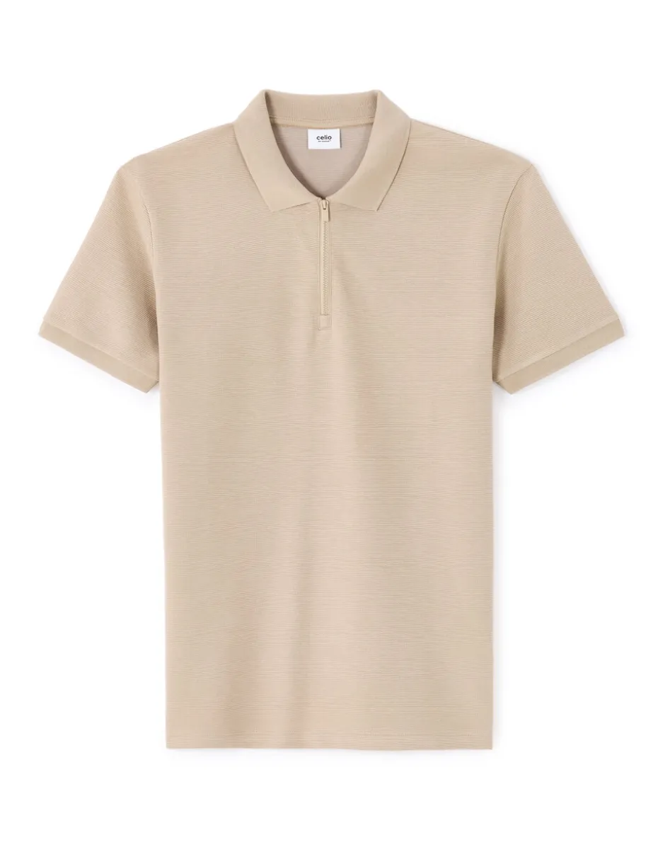 Polo slim katoenmix - beige