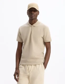 Polo slim katoenmix - beige