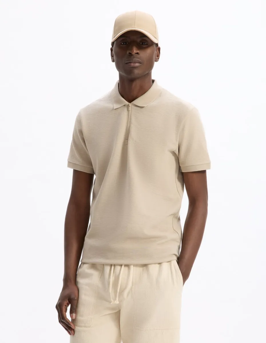 Polo slim katoenmix - beige