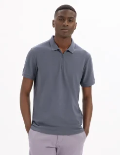 Polo slim katoenmix - blauw