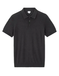 Polo slim katoenmix - zwart