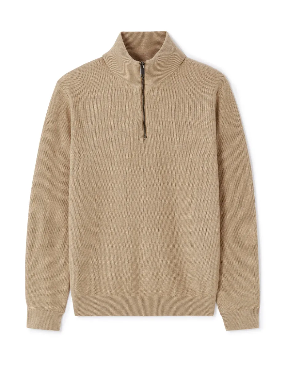 Pull col camionneur slim 100% katoen - beige