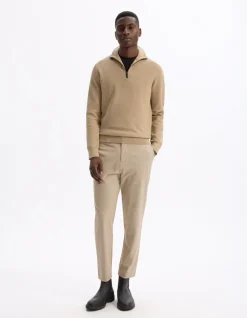 Pull col camionneur slim 100% katoen - beige