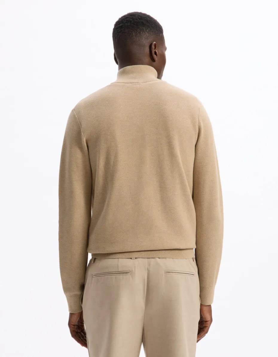 Pull col camionneur slim 100% katoen - beige
