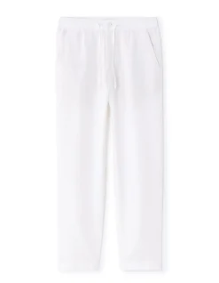 Rechtaflopende broek 100% linnen - wit