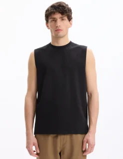 Rechtdoor gemengde katoen tanktop - zwart