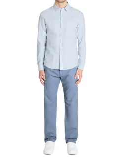Rechtdoorlopende broek 100% katoen stretch - lichtblauw