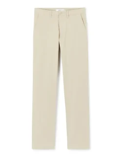 Rechtdoorlopende broek 100% katoen stretch - beige