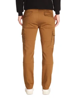 Rechte cargo broek van stretch katoen - bruin