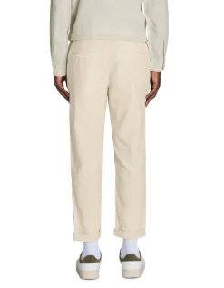 Rechte linnen en katoenen broek - beige