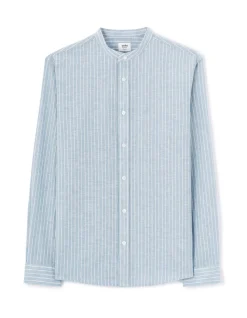 Regular casual overhemd van gemengd katoen - blauw