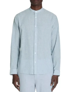 Regular casual overhemd van gemengd katoen - blauw