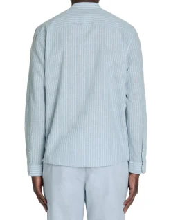 Regular casual overhemd van gemengd katoen - blauw
