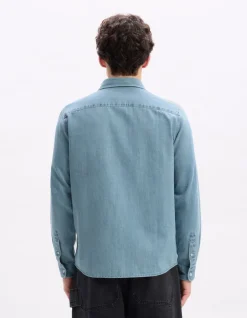 Regular casual shirt 100% katoen - blauw