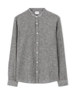 Regular casual shirt van gemengd katoen - zwart