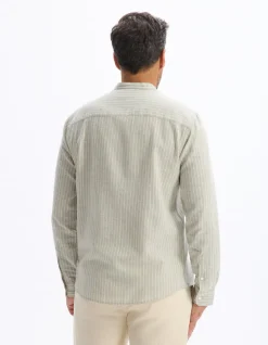 Regular casual shirt van gemengd katoen - groen