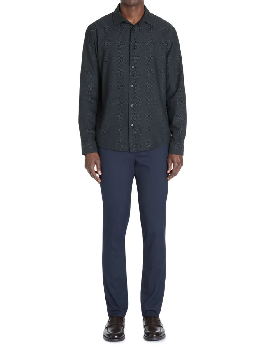 Regular chemise met micro patroon 100% katoen - marine