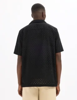 Regular fit bloes Broderie anglaise 100% katoen - zwart
