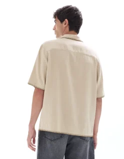 Regular fit blouse in linnen en viscose - beige