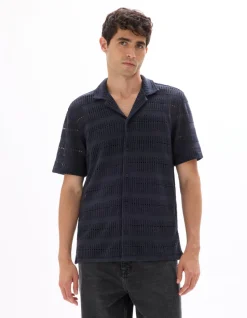 Regular fit blouse met haakwerk - blauw