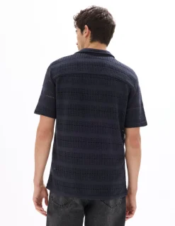 Regular fit blouse met haakwerk - blauw