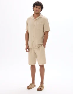 Regular fit blouse van katoengauze - beige