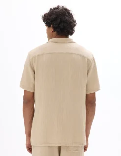 Regular fit blouse van katoengauze - beige