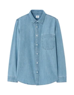 Regular fit denim hemd 100% katoen - blauw