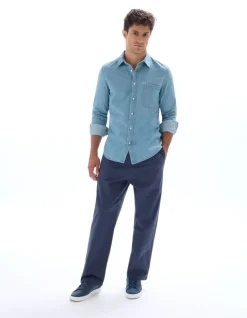 Regular fit denim hemd 100% katoen - blauw