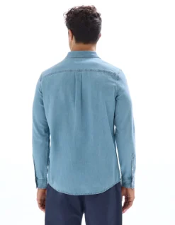Regular fit denim hemd 100% katoen - blauw