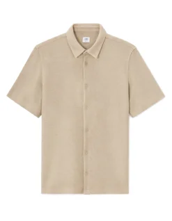 Regular fit gebreid hemd beige