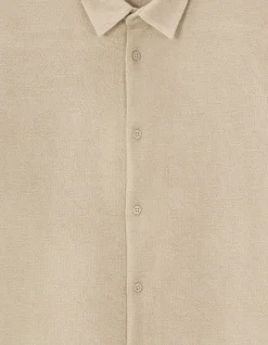 Regular fit gebreid hemd beige