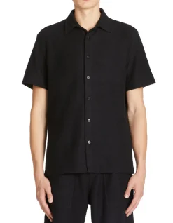 Regular fit gebreide shirt - zwart